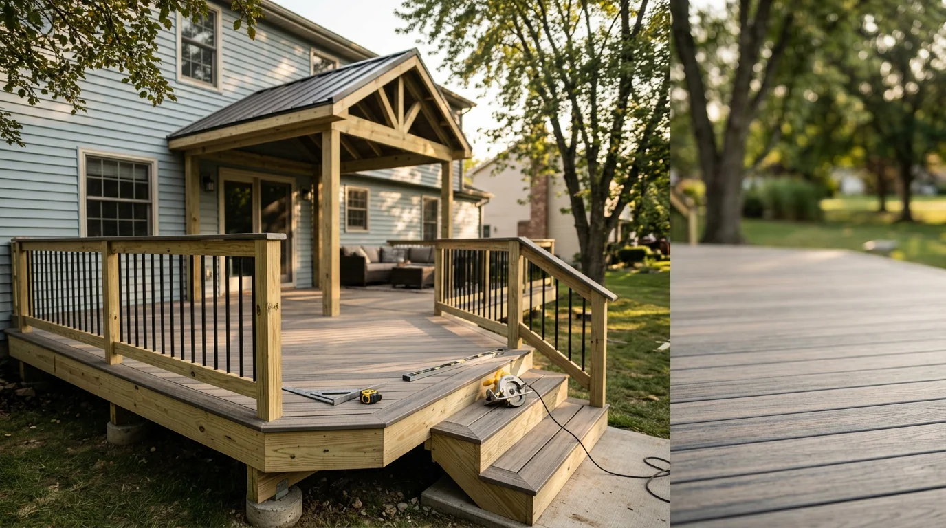 Custom deck construction on residential home in Kenmore