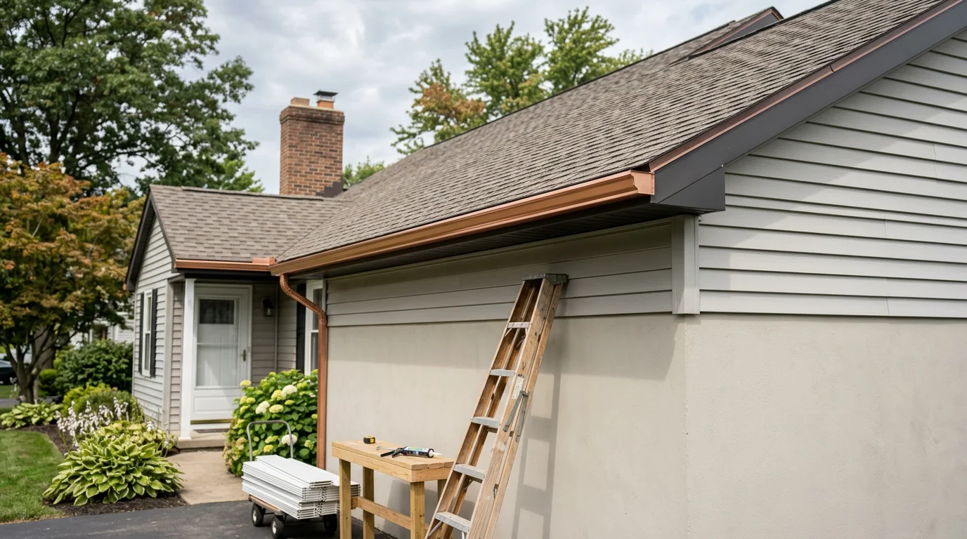 Gutter and fascia installation on residential home in Hamburg