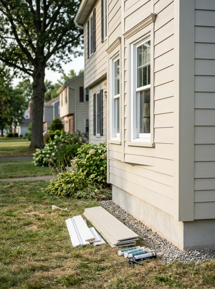 Professional contractor team working on an East Amherst property with attention to detail.