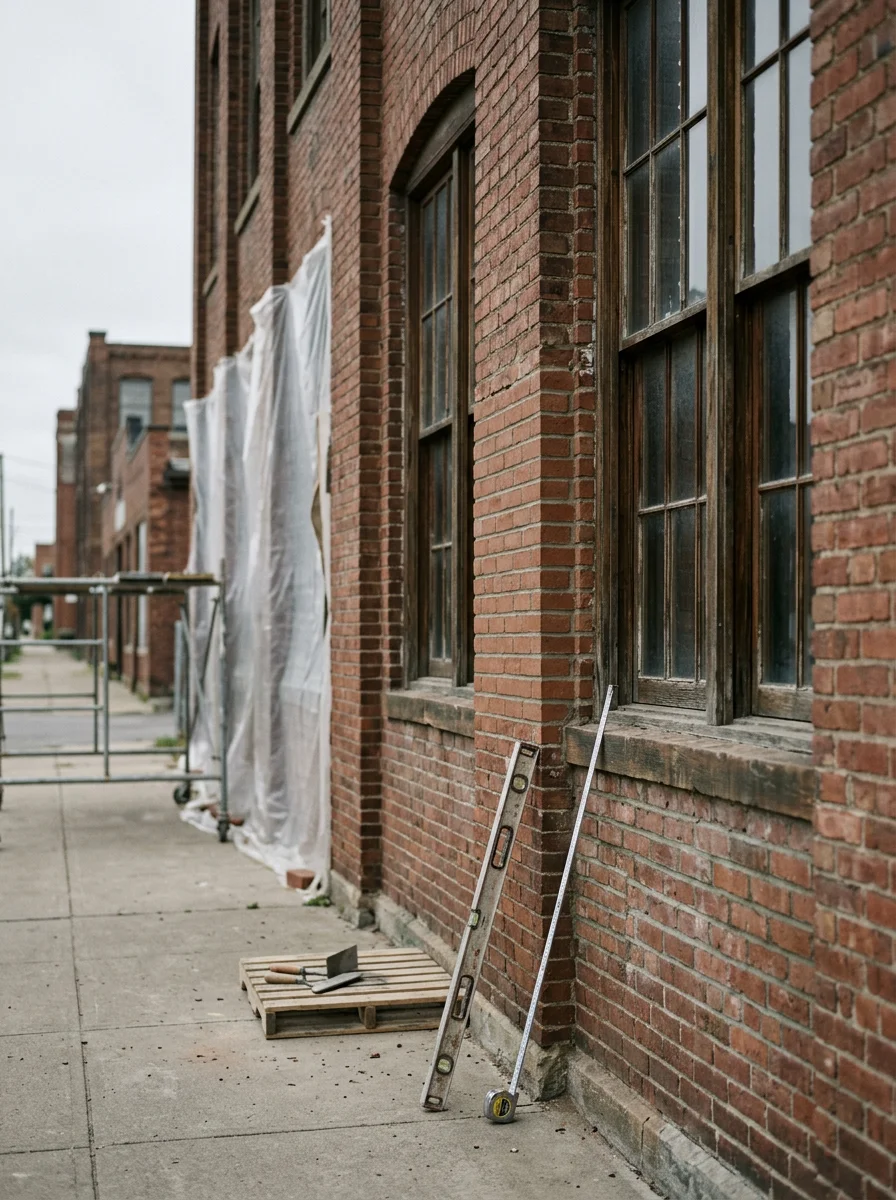 Skilled tradesperson working on a Tonawanda property with careful attention to historic elements.